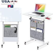 Adjustable Writing Desk Portable Workstation W/ Wheels Easy to Assemble