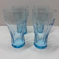 Vintage Coca Cola Glass Tumbler Classic Collectible Light Blue 6" Set of 4