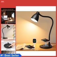 Desk Lamp with Usb C Charging Ports Wireless Charger 5 Colors Stepless Dimming