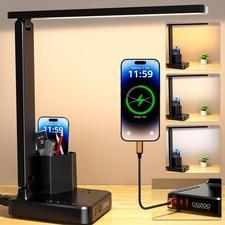 Led Desk Lamp 3 Usb Charging Ports 1 AC Outlet Small Foldable Table Light