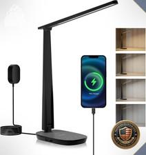 Led Desk Lamp Dimmable Usb Charging Ports Office Reading Eye-Care Black
