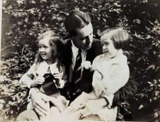 Handsome Young Man Dad Holds Two Cute Little Daughters Vintage Found Photo c1928