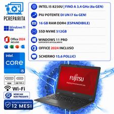 PC PORTATILE NOTEBOOK RICONDIZIONATO FUJITSU INTEL I5 16GB RAM 512GB SSD W11 15