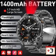 Smartwatch Herren Militr Sport Bluetooth Telefonfunktion Wasserdicht 1400mAh