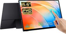 15.6'' Portable Monitor Touchscreen, Fhd Ips Touch Screen with Tempered Glass,