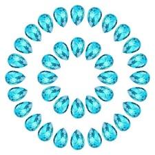 100 Pcs Crystal AB Point Back Glass Rhinestones, 7x10mm, Light Blue