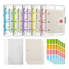5 Set Mini Pvc 3 Rings Binder Cover with Inner Paper for Diy Loose Leaf Notebook