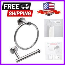 2pcs Brushed Nickel Toilet Paper Holder and Towel Ring Set, Stainless Steel