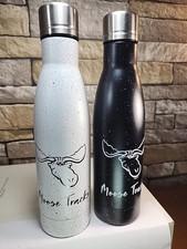Set 2- Moose Tracks 17oz Stainless Steel Water Bottles Starry Night Finish B&W