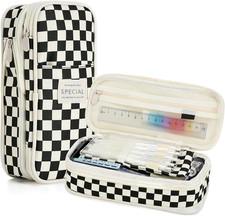 Bigmeta Large Capacity Gingham Pencil Case for Teens Girls - Cute Pencil Pouch w