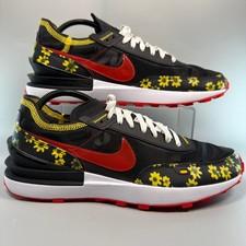 Nike Waffle One Sunflower Mens 10 Running Shoes Black White Red Sneaker Low Lace