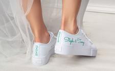 Baskets de marie blanches - chaussures de mariage personnalises avec...