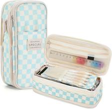 Bigmeta Large Capacity Gingham Pencil Case for Teens Girls - Cute Pencil Pouch w