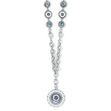 Brighton Halo Light Pearl Pendant Silver Blue Purple Necklace Nwot $118