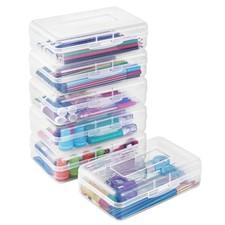 Sooez Plastic Pencil Case Box 6 Pack, Large 8.2 x 4.6 x 2.3 Inch, Clear
