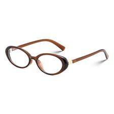 Feisedy Oval Blue Light Glasses for Woman Vintage Small 54MM, Transparent Tea