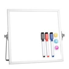 Lumspax Small Desktop White Board with Stand, 10" x 10"W x 10"H, Silver