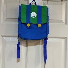 Nintendo Super Mario Bros Luigi Cosplay Mini Backpack Blue Green Canvas Bag