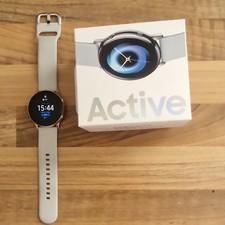 Samsung Galaxy Watch Active 40mm Silver Stainless Steel Case Grey Silicone Band