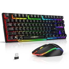 Compact Rgb Wireless Keyboard and Mouse Combo - 87 Keys
