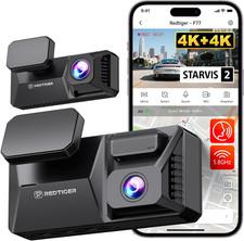F77 Dual 4K Dash Cam for Cars, Starvis 2 IMX678, 128GB eMMC, 4 Inch Touch