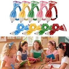 5 Pcs Back To School Headband Stripe Pencil Hair Bow Ties Scrunchie Teacher