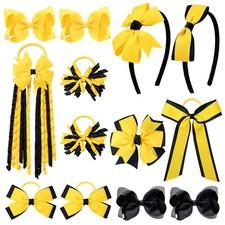 13 Pcs School Hair Accessories Set Uniform Bow Headband Clips Yellow Black