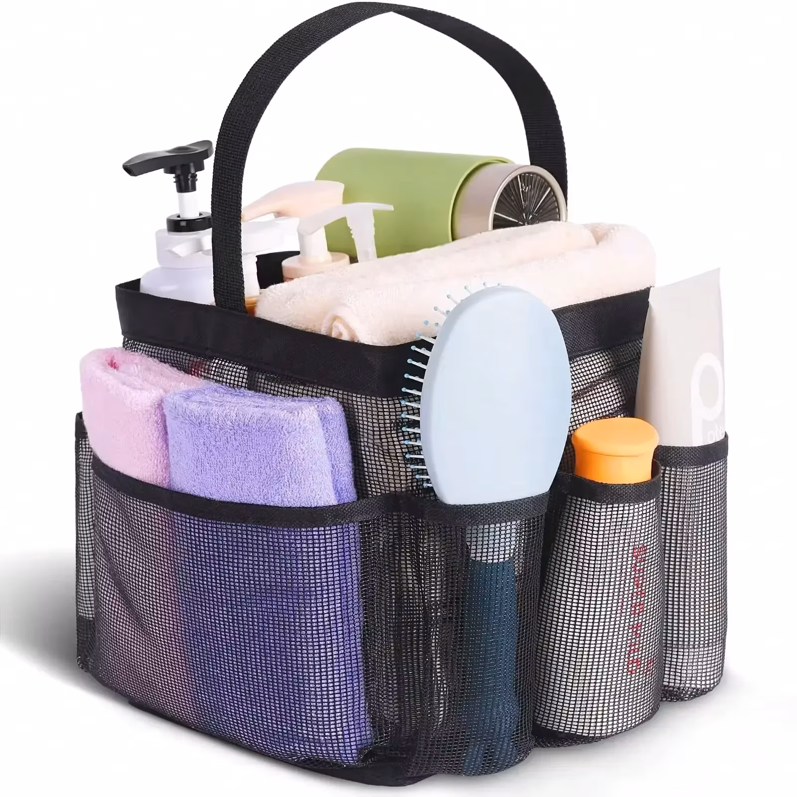1pc Mesh Shower Caddy Basket Portable For College Dorm Room Essentials,Portable Bathroom Organizer For Travel,Shower Caddy Dorm With 8-Pocket Large Capacity,Shower Bag For Beach,Swimming,Gym