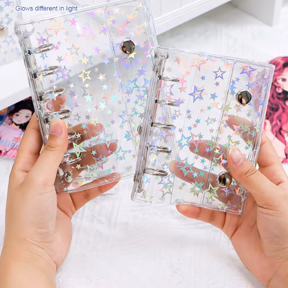 Colorful Laser Star M5 Loose Leaf Binder Pvc Journal Book A6 A7 A8 Journal Notebook Shell Outside Cover Colorful Fill
