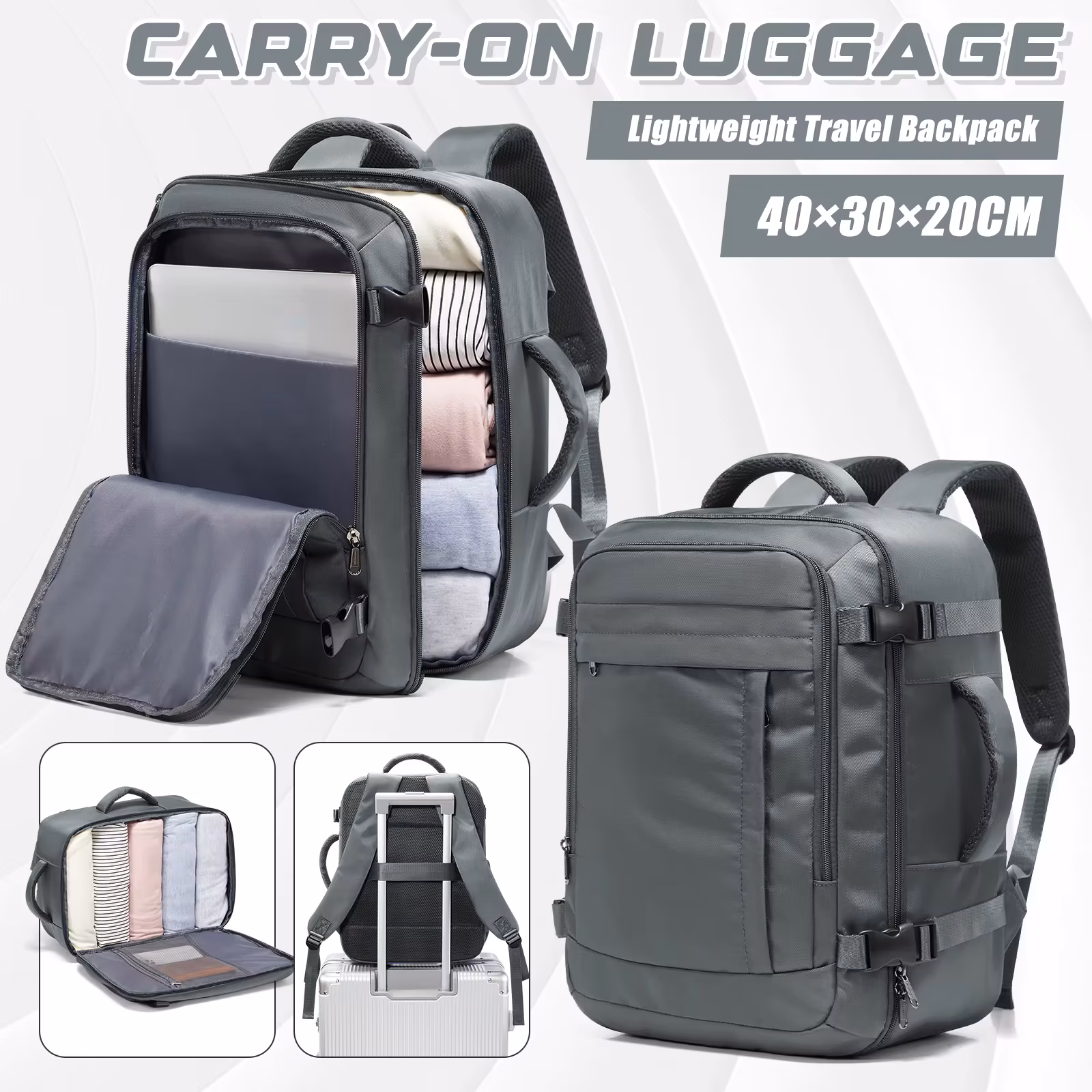 Ryanair Cabin Bags 40x30x20 Underseat Travel Backpack, Cabin Fly BagοΌOutdoor Backpack Back-to-School Storage Laptop Bookbag