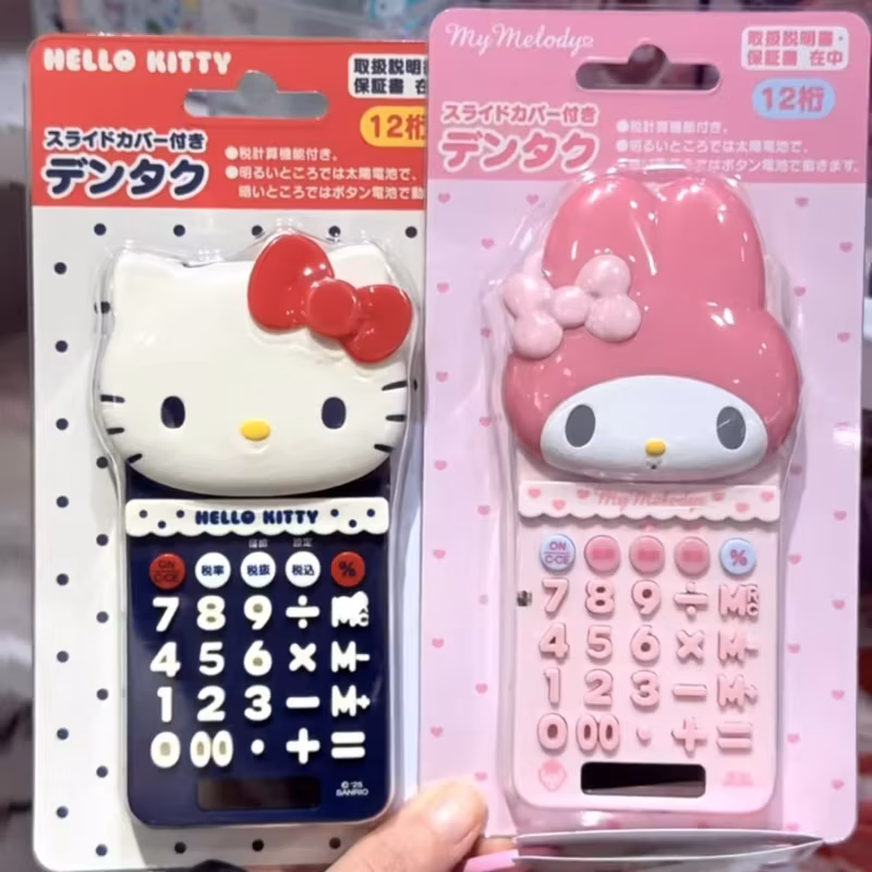 Sanrio Cartoon Calculator Hello Kitty My Melody Portable Solar Electronic Cute Stationery For Daily Office Use Festival Gift