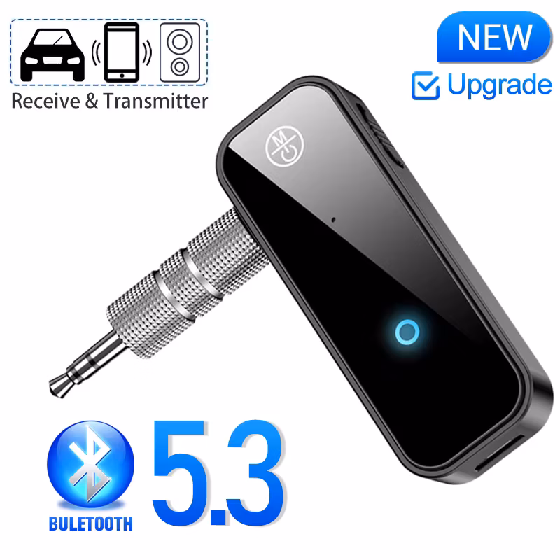 Bluetooth 5.3 Transmitter Receiver 2 in1 Wireless Adapter 3.5mm Audio Aux Adapter For Car Audio Music Aux Handsfree Headset