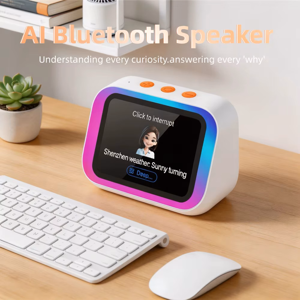 AI Bluetooth Speaker 5.4 AI voice assistant HD Touch Screen Display Electronic Album Alarm Clock Hands-free Calling