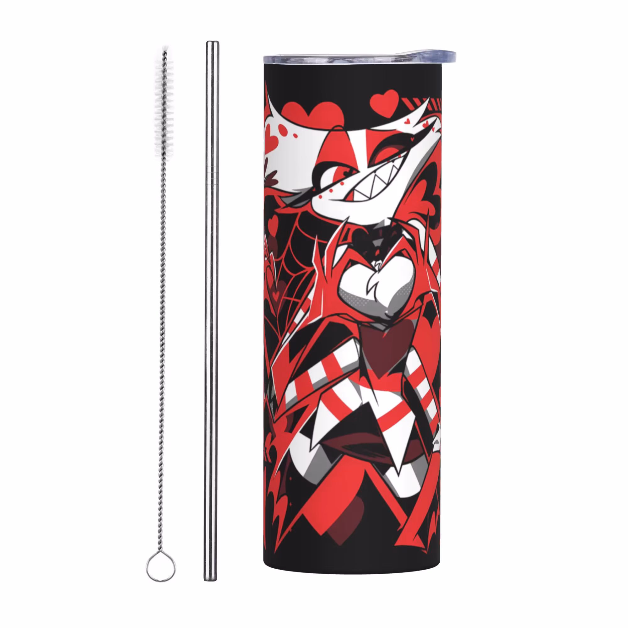 Hazbins Anime Animation Hotel Angel Dust Insulated Tumbler With Lid Straw Tags Vacuum Thermal Mug Spill Proof Double Bottle 20oz