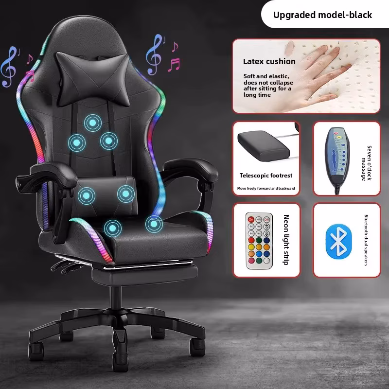 Lights Bluetooth Speaker Led Display Gaming Chair Anchor Chair Massage Chair Gaming Reclining Backrest Chair E-sports Chair