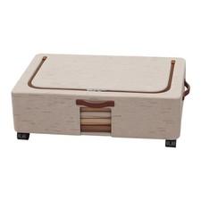 Rolling Under Bed Storage Bin with Lid Cotton Fabric for Clothes Shoes Dorm Use