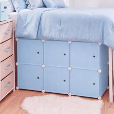 Rattanview Blue under Dorm Bed Storage Cube Organizer Foldable Stackable Closet