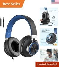 Lightweight Noise-Cancelling Wired Headsets for Music and Study - Black & Blue