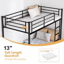 Twin Steel Bunk Bed Frame 78" X 42" X 65" Ladder Bedroom Dorm Kid Adult Black