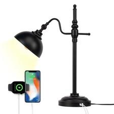 Industrial Desk Lamp - Black Metal Task Lamp with 2 Usb Charging Ports,Vintag...