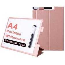 9x12 Inch Small Dry Erase Board, Pink Desktop Whiteboard with Stand & PU Cove...