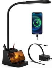 Led Desk Lamp W/ Usb Charging Port Study Table Light Home Office Bedrooms Black