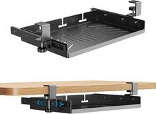 Sliding No Drill under Desk Laptop Mount, Metal under Desk Storage Shelf with Ca