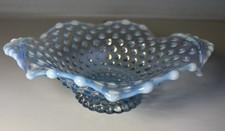 Vintage Mcm Light Blue Hobnail Ruffled Small Bowl 7" Duncan Miller or Fenton