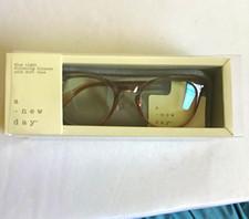 A Day Blue Light Blocking Reading Glasses +1.00 Round Brown Plastic Frame
