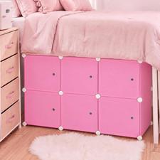 Rattanview Pink under Dorm Bed Storage Cube Organizer Foldable Stackable Closet