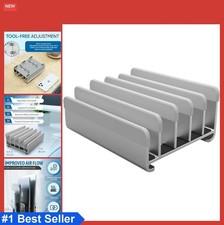 Vertical Laptop Stand 5 Slot Adjustable Width 12-38mm Aluminum Holder for Desk