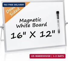 Dry Erase Magnetic White Board, 16" x 12",Double-Sided Desktop Whiteboard with S