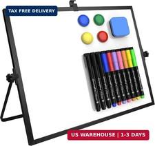 Dry Erase White Board, 16x12 Inches Double-Sided Desktop Whiteboard with Stand,