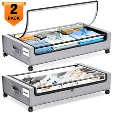 Dorm Life Under Bed Storage with Wheels 2 Pack College Collapsible Storage Bags